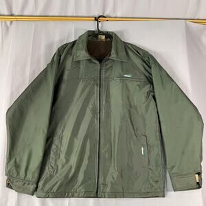 Ellesse Jacket Mens Medium Green Lined Windbreaker Zip Chest Pocket Cuffs